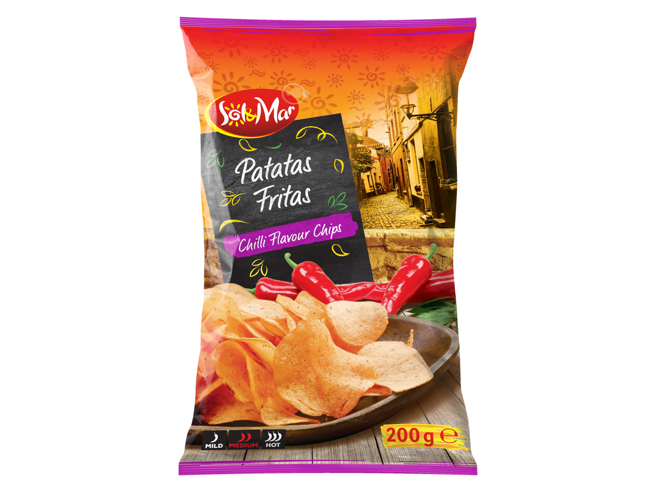 Chipsuri Sol&Mar cu aromă de ardei iute, 200g.