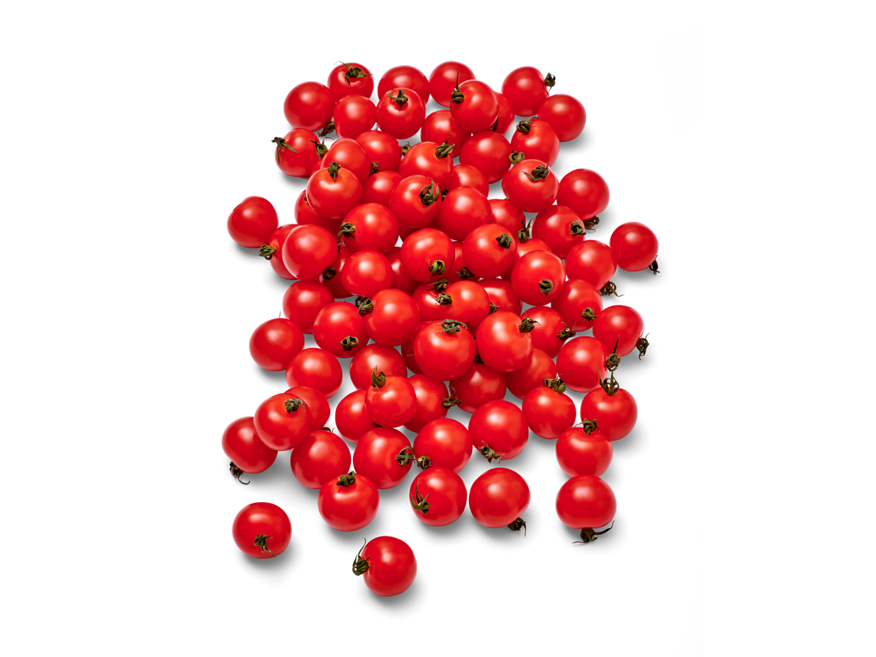 Een hoop verse rode cherrytomaten.