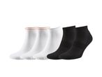 Five sports socks: three white, two black.