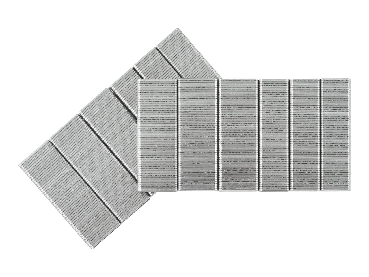 Packs of silver staples.
