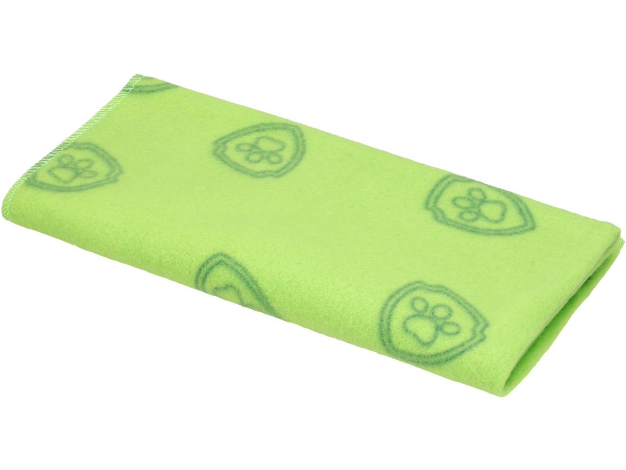 Manta polar verde com padrão de pegadas de cão
