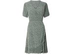 Vestito a maniche corte verde salvia con stampa floreale bianca. 