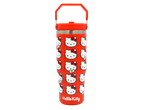 Red Hello Kitty Bradley Tumbler with multiple Hello Kitty faces and a handle