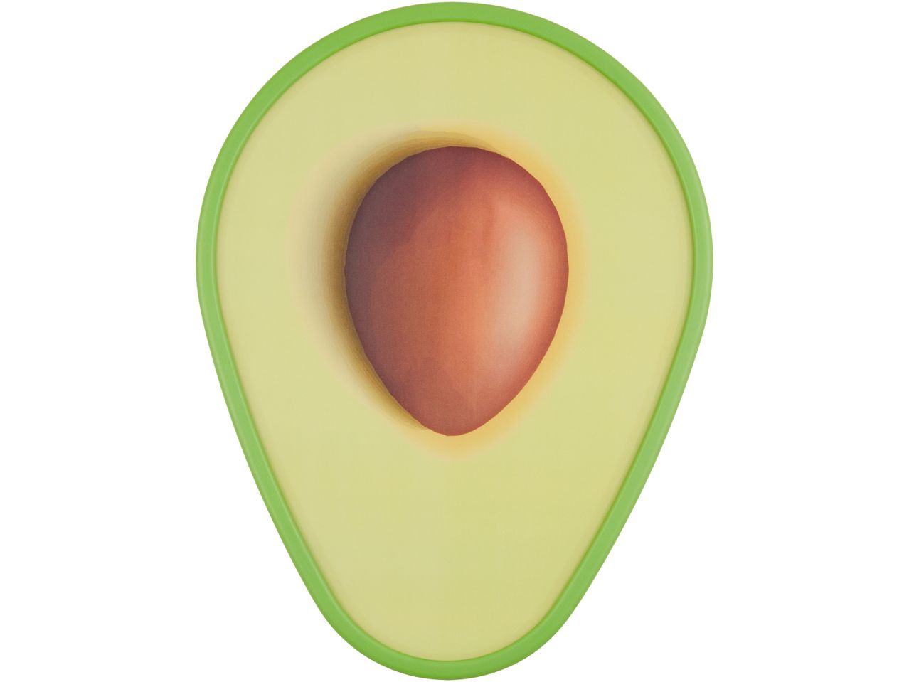 A halved avocado shaped chopping board.