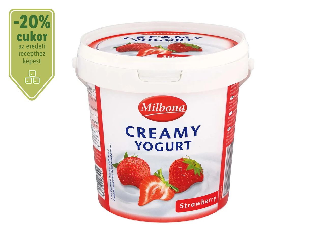 Milbona krémes eperjoghurt.