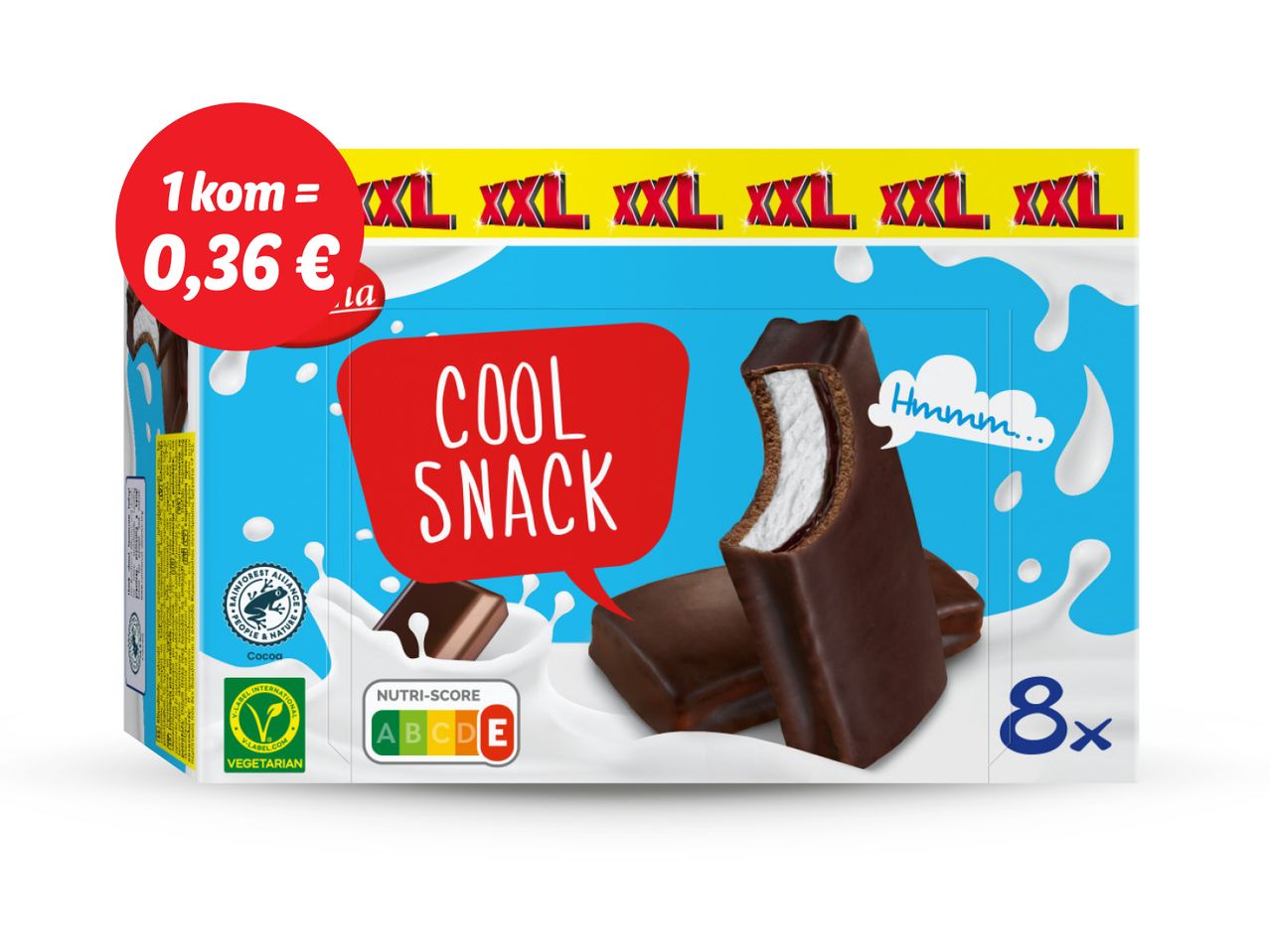 Pakiranje od 8 Cool Snack čokoladnih keksa.
