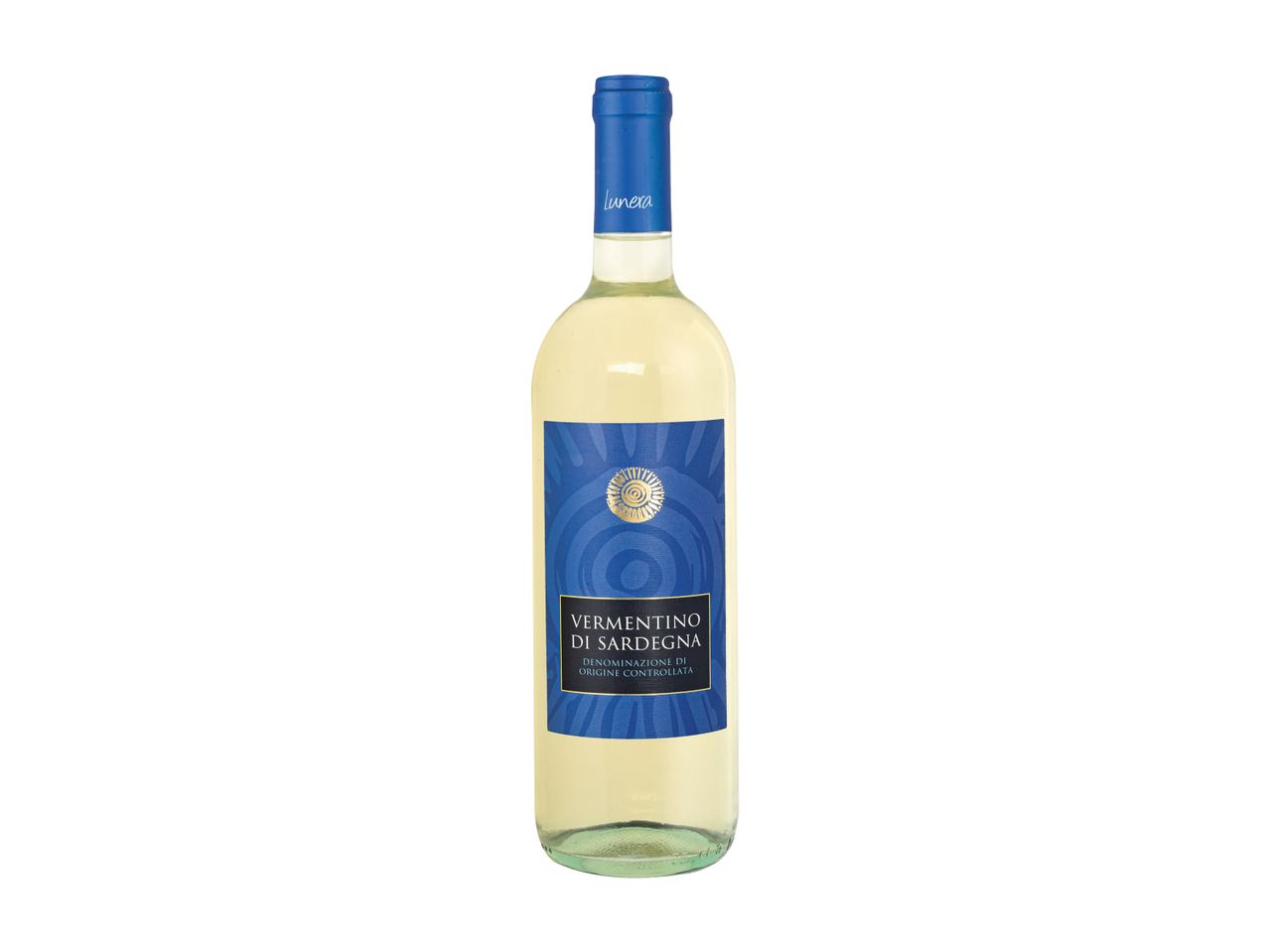 A bottle of Lunera Vermentino di Sardegna white wine.