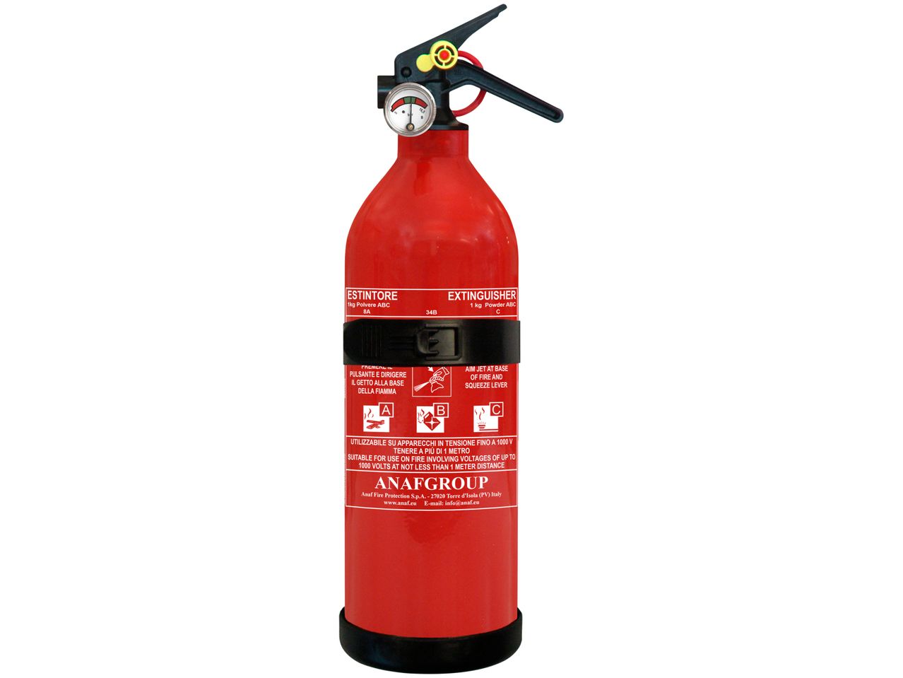 A red Powder Fire Extinguisher