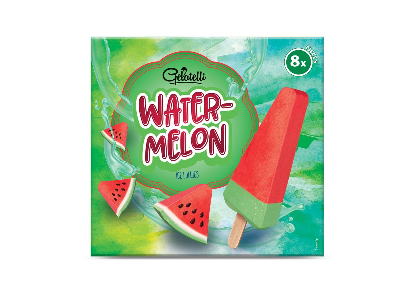 Gelatelli watermeloen ijslolly's: 8 stuks.