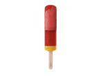 Gelado Gelatelli Premium no palito com sabores de fruta vermelho e amarelo
