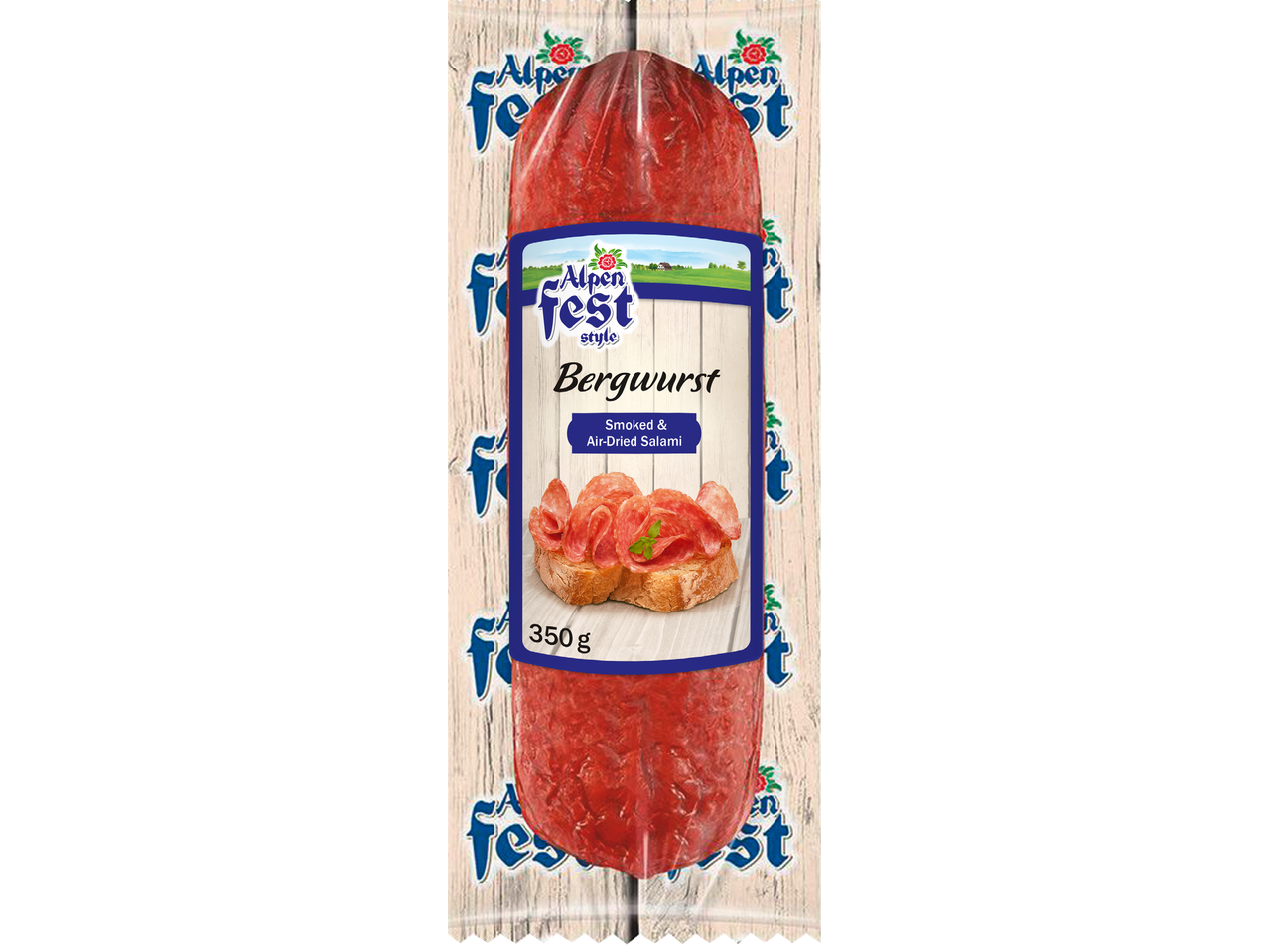 Alpenfest Bergwurst rökt och lufttorkad salami, 350 g.