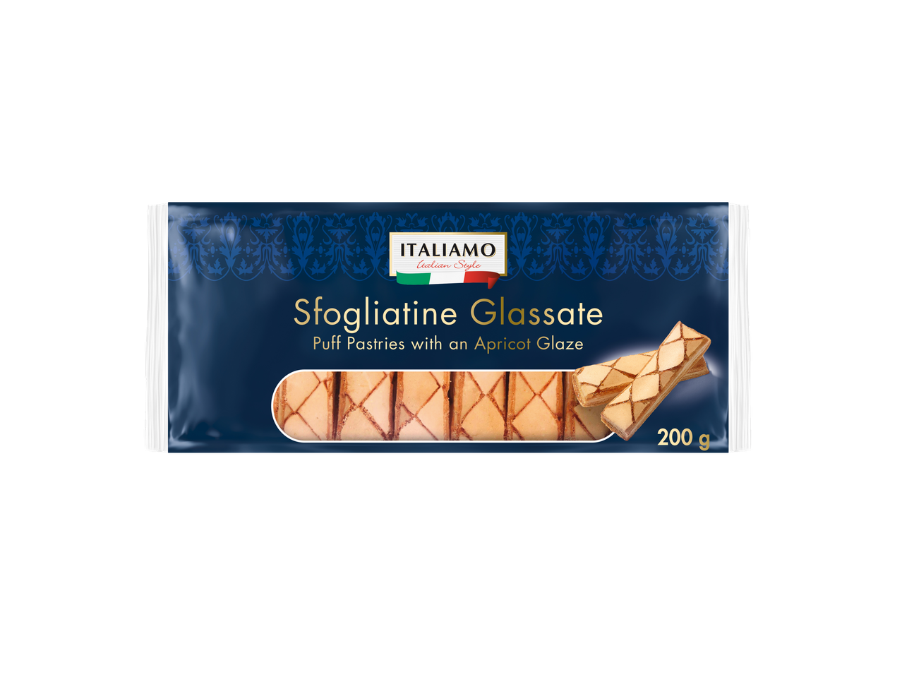 Italiamo Sfoglatine Glassate: Puff Pastries with an Apricot Glaze, 200g