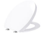 Baltas LIVARNO duroplasto tualeto dangtis, pakeltas, su metaliniais vyriais