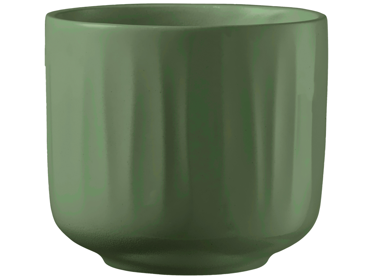 Groene keramische pot Naro met geribbelde textuur