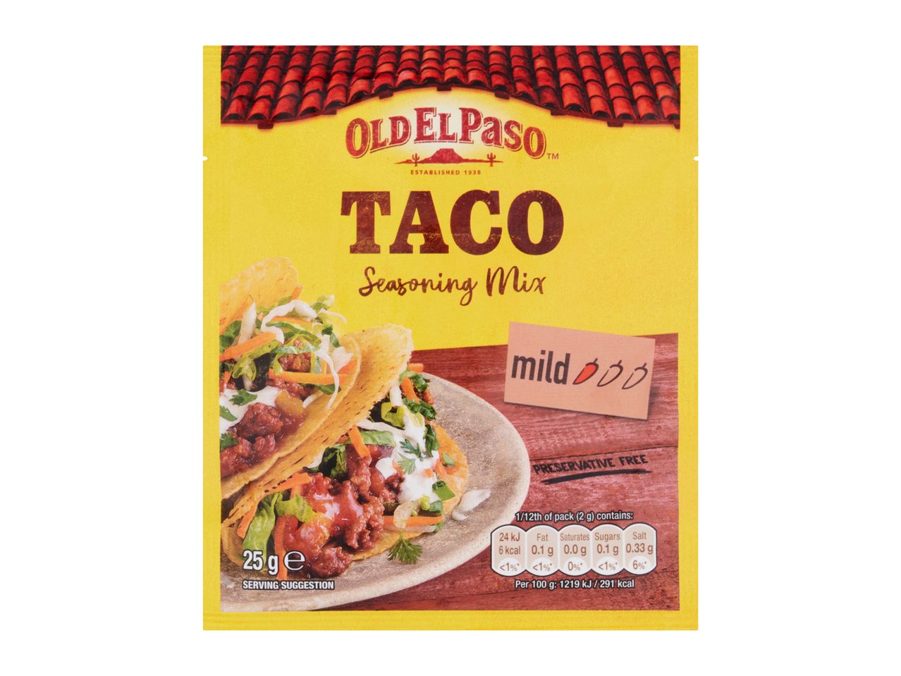 Old El Paso Taco Seasoning Mix packet.