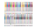 A vibrant collection of 48 gel pens in various colors, including neon, glitter, and metallic shades.