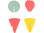 Fruit-shaped bookmarks: lemon, strawberry, watermelon, and pineapple.