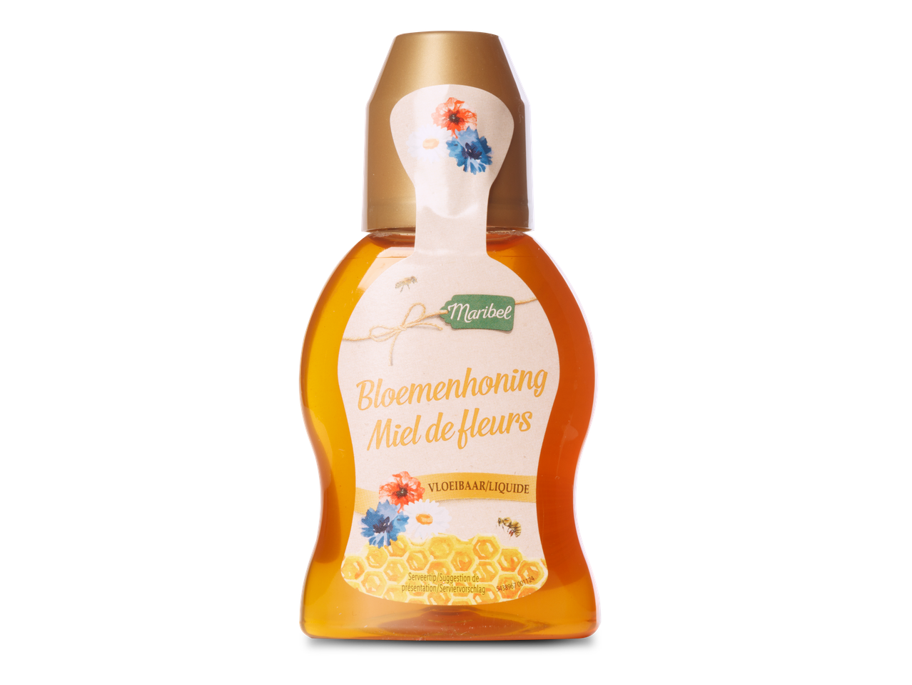 Maribel bloemenhoning: fles vloeibare honing.