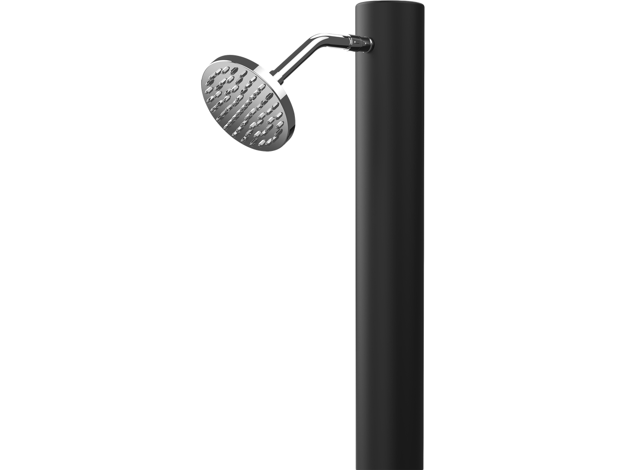 Fekete kültéri zuhany króm zuhanyfejjel