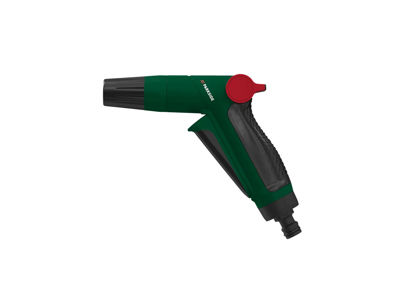 PARKSIDE® spray gun in green and black with a red control knob.