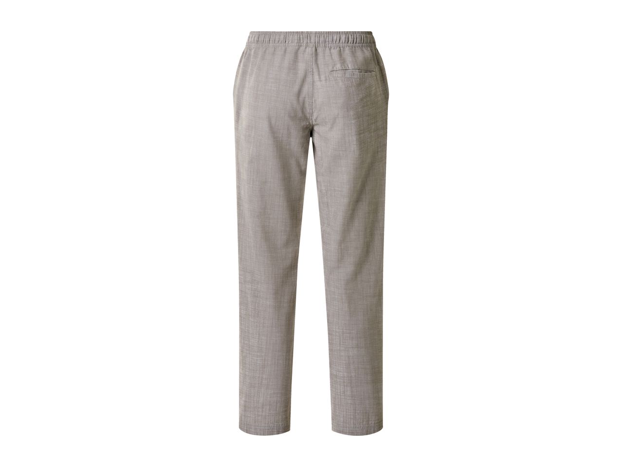 Men's light brown casual trousers with an elasticated waist and a back pocket.