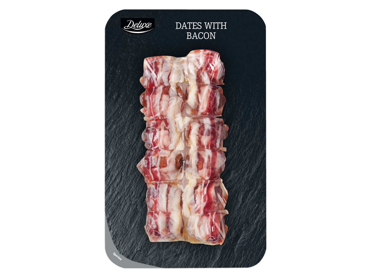 Deluxe datulės su šonine, supakuotos.