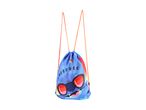 Blue drawstring bag with a cartoon character wearing sunglasses and the word 'CAREFREE'.