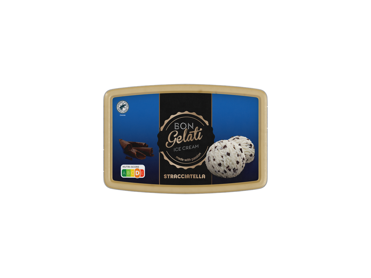 Embalagem de sorvete Bon Gelati Stracciatella.