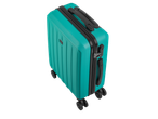 Teal rolling suitcase.