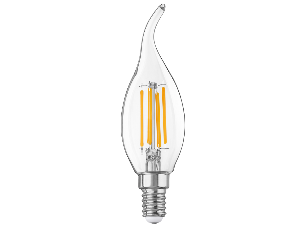 LED крушка с форма на пламък и прозрачно стъкло