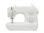 White sewing machine with stitch selection dials