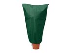 Green winter plant protection cover over a potted plant