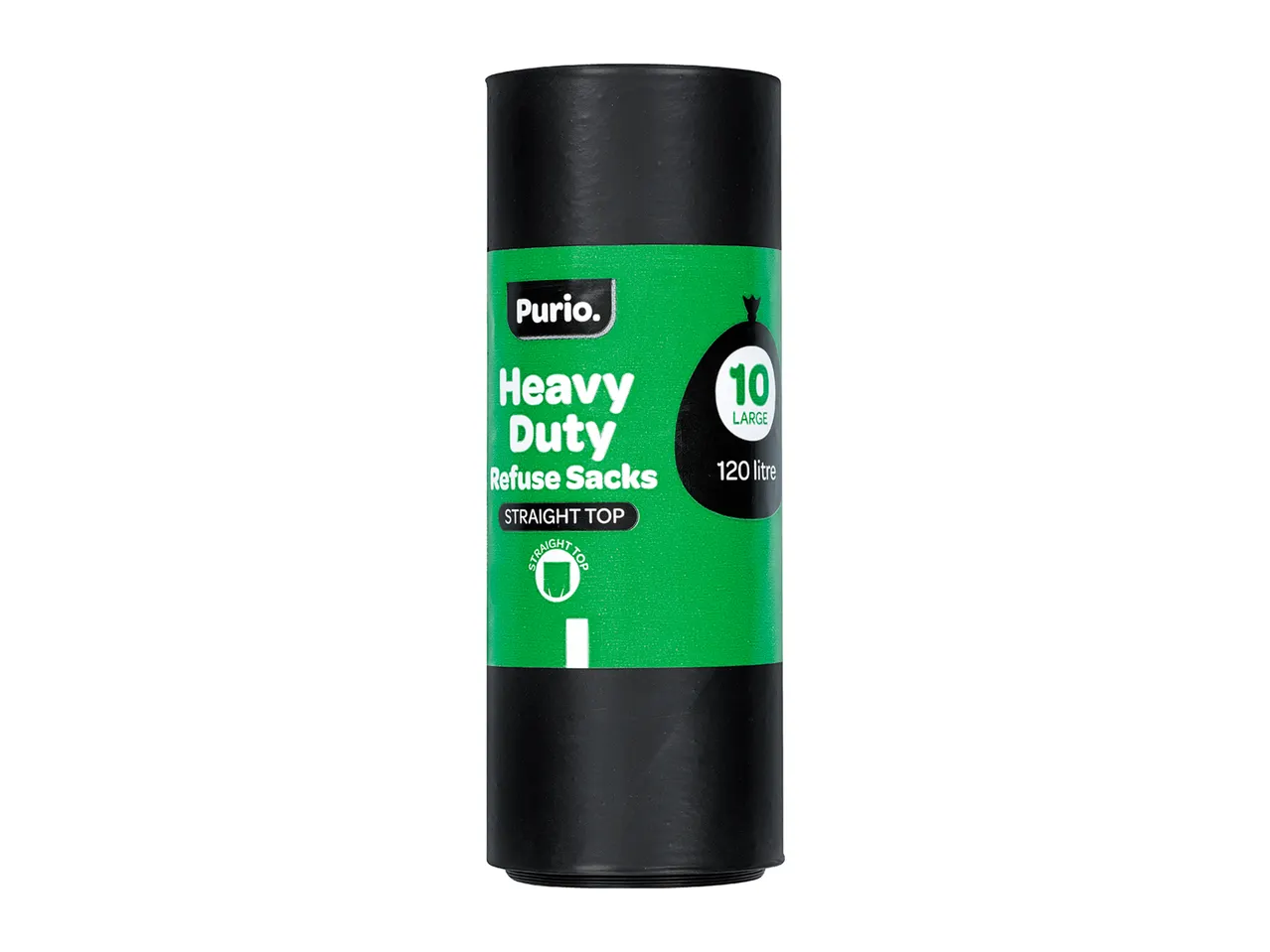 Purio. Heavy Duty Refuse Sacks: 10 large 120 litre sacks.