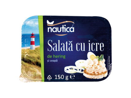 Nautica salată de icre de hering cu ceapă, ambalaj de 150g.