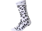 Balta zeķe ar melnu un smilškrāsas leoparda apdruku