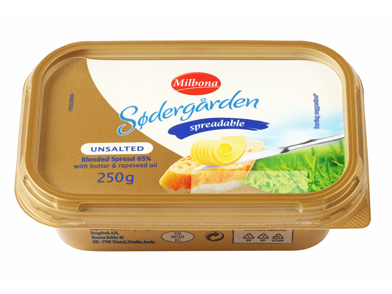 Milbona Södergården, neslan mazljiv namaz (250g) v zlati posodici.