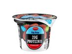Milbona fat free yogurt, 20g protein, strawberry flavour.