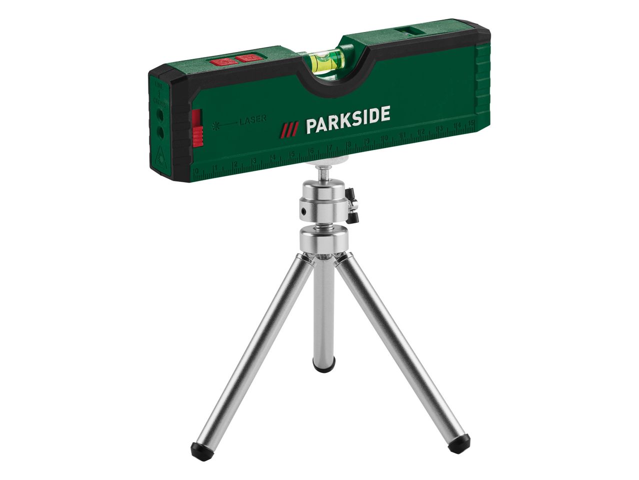 Parkside laser level with a built-in spirit level and a tripod.