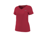 Sarkans CRIVIT sieviešu funkcionāls T-krekls ar īsām piedurknēm un V-veida kakla izgriezumu.