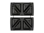 Two sets of black non-stick sandwich maker plates, each with four triangular sections.