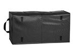 Black fabric car boot organiser bag with handle and hook-and-loop fasteners