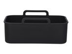 Black rectangular storage basket with handles