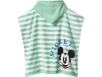 Mickey egér mintás, zöld-fehér csíkos fürdőlepedő kapucnival.
