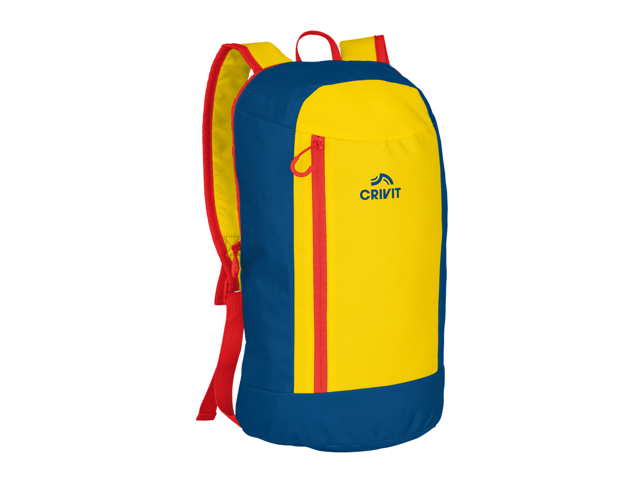 Sac à dos Crivit jaune et bleu pour enfants.