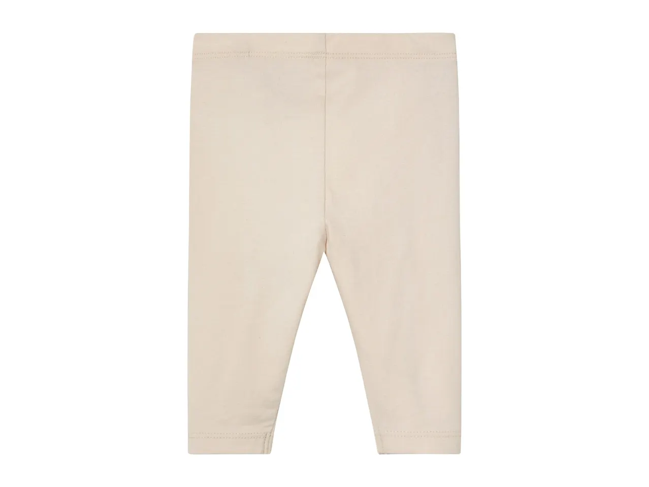 Plain beige baby leggings with an elastic waistband.