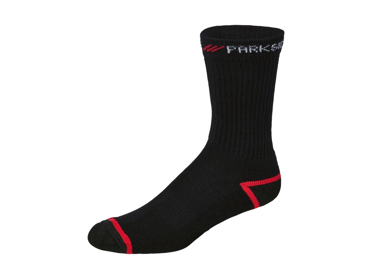 A black Parkside sock with red accents is shown against a white background.