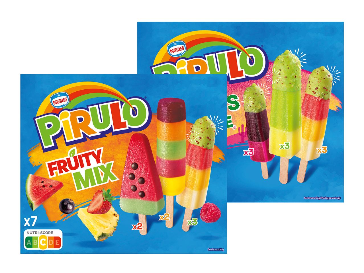Nestlé Pirulo Fruity Mix Eis am Stiel in zwei verschiedenen Sorten.