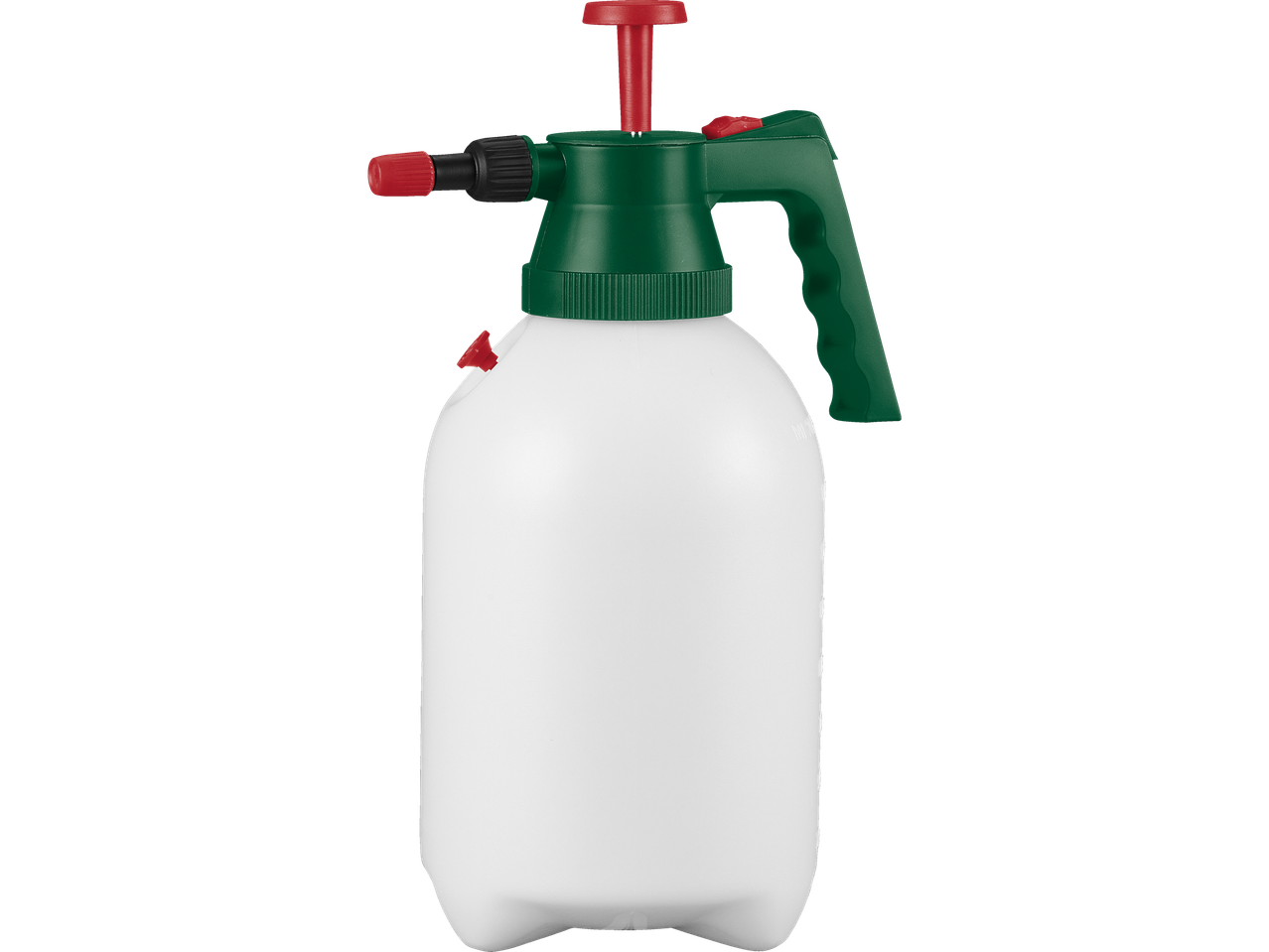 Balta purkštuvas su žalia rankena.