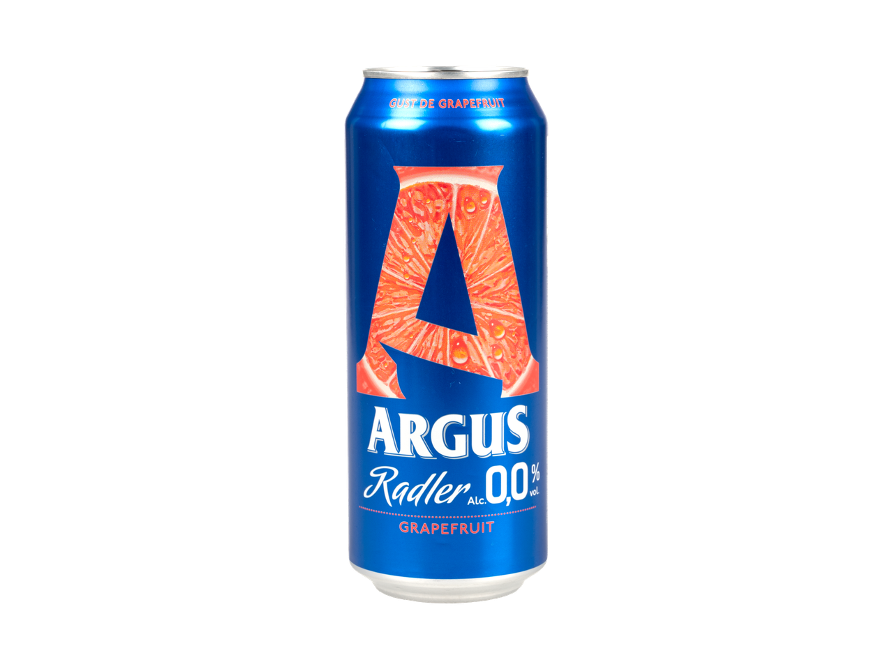 Doză de Argus Radler Grapefruit, băutură nealcoolică.