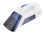 White and blue cordless spot cleaner with a transparent tank and control buttons.